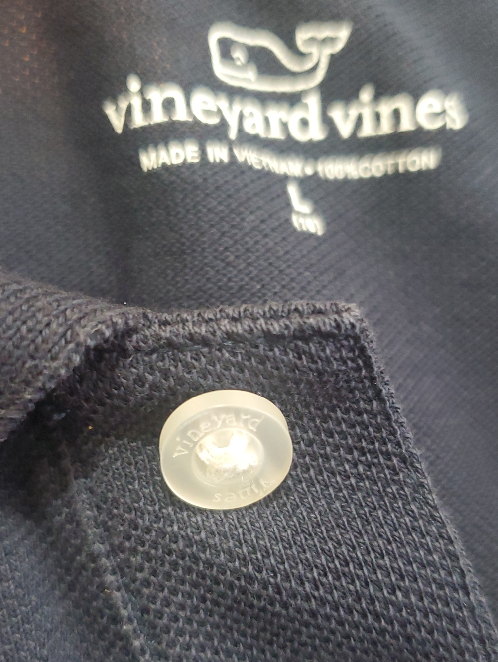 Vineyard Vines  TEEN Navy Polo Shirt with White Whale Logo - Picture 3 of 3